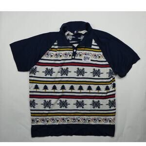 men's MILLER LITE holiday sweater knit polo shirt, XL, NEW